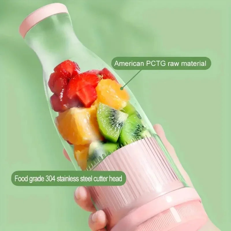 Electric Juicer Cup 6-Blade USB Portable Mini Blender Pink-1